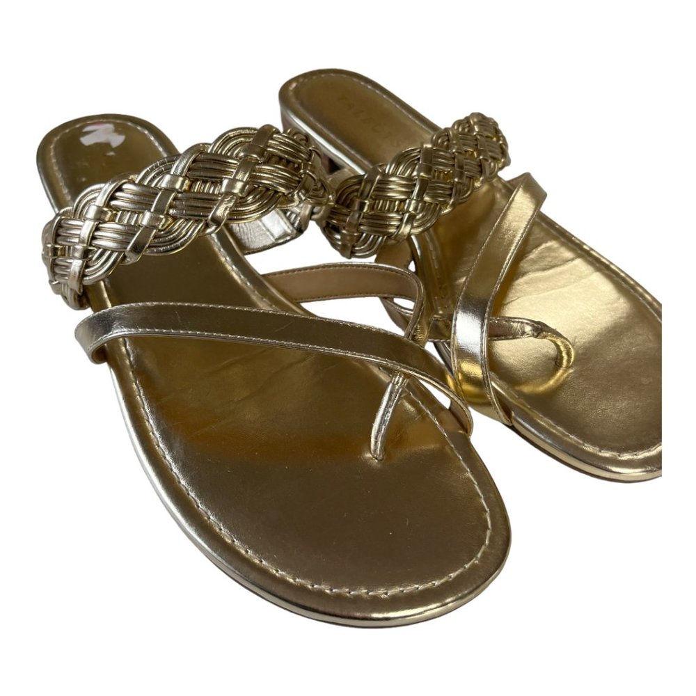 Talbots gold metallic slip on flats sandals braided strap sz 9 womens - Picture 7 of 9